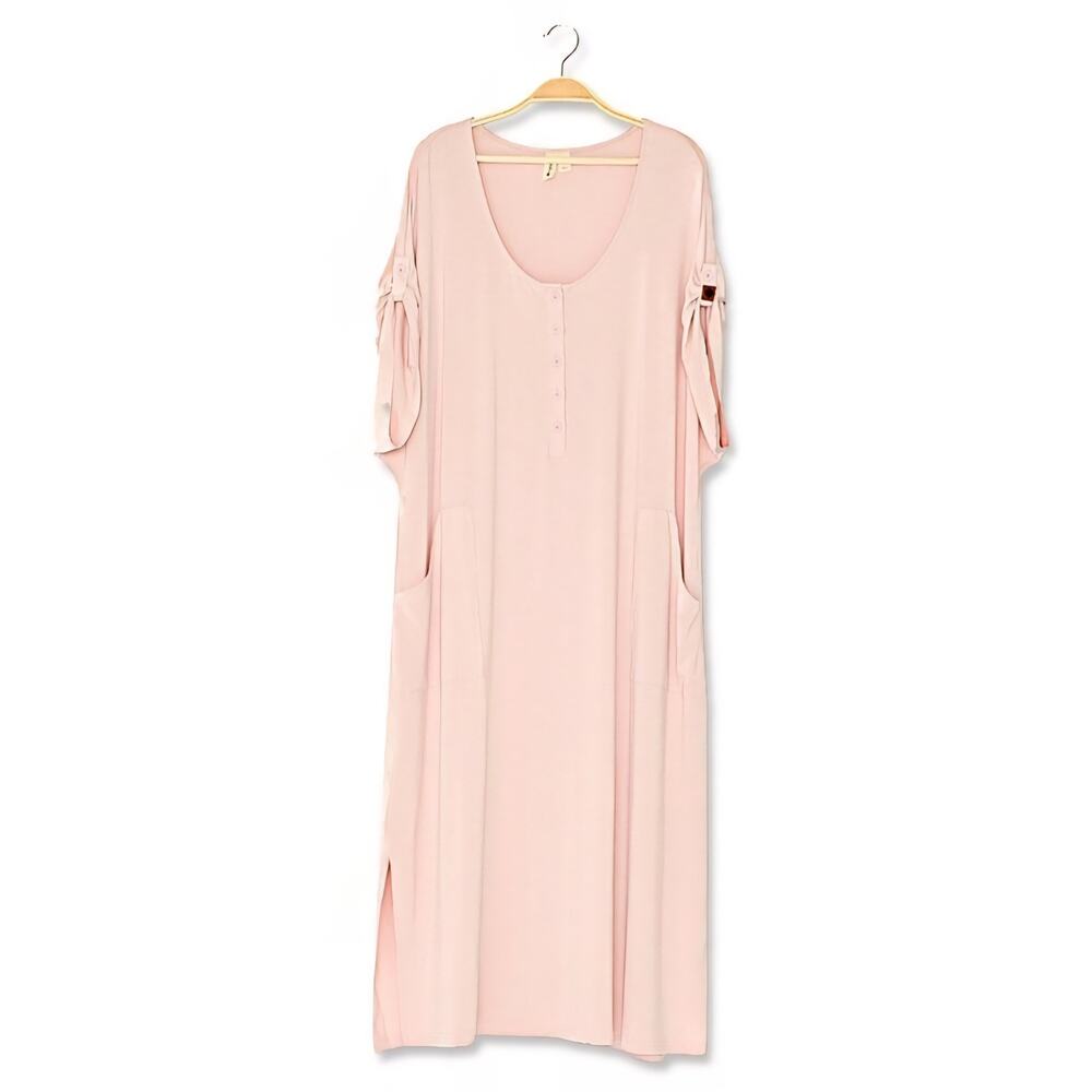 Kyte Women's Blush Pink Baby Slub Bamboo Lounge Dress Size Medium